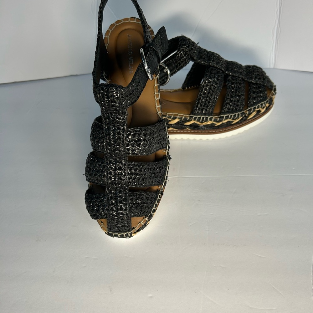 ANTONIO MELANI Black Woven Sandals size 7